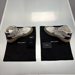 Saint Laurent SL/24 High Top Sneakers US 10 Cream Beige Leather Suede Dust Bags